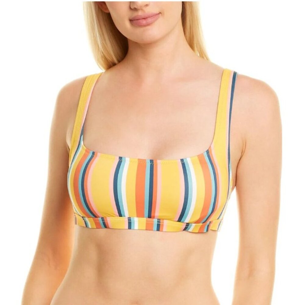 Madewell Second Wave Almeria Mustard Stripe Bikini Top M